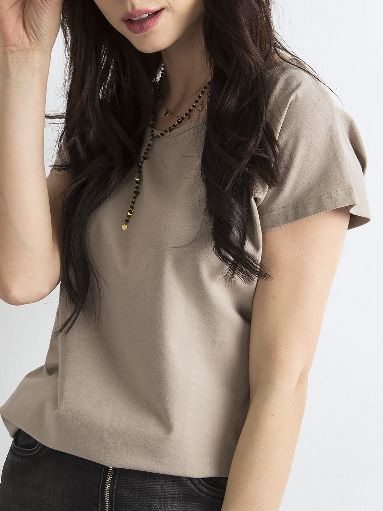 T-shirt Ciemny bezowy