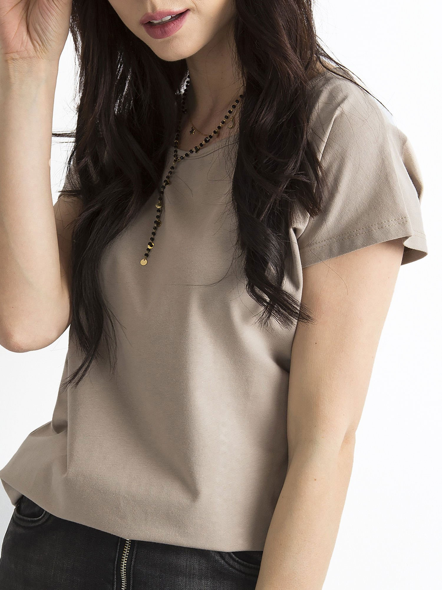 T-shirt Ciemny bezowy