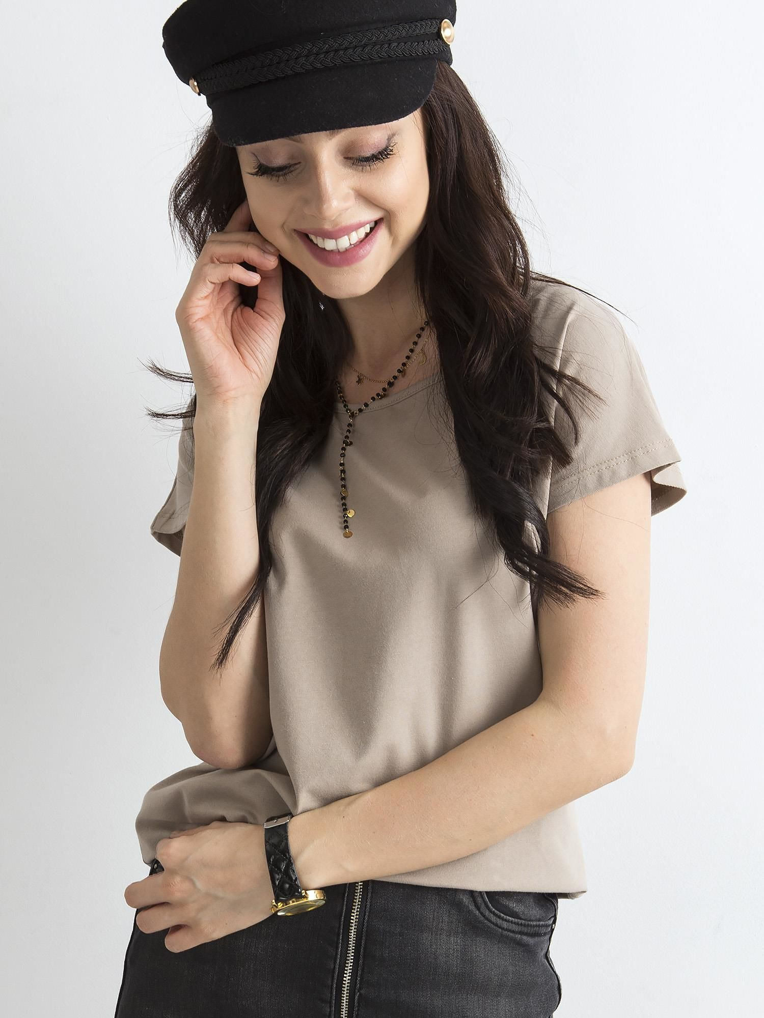 T-shirt Ciemny bezowy