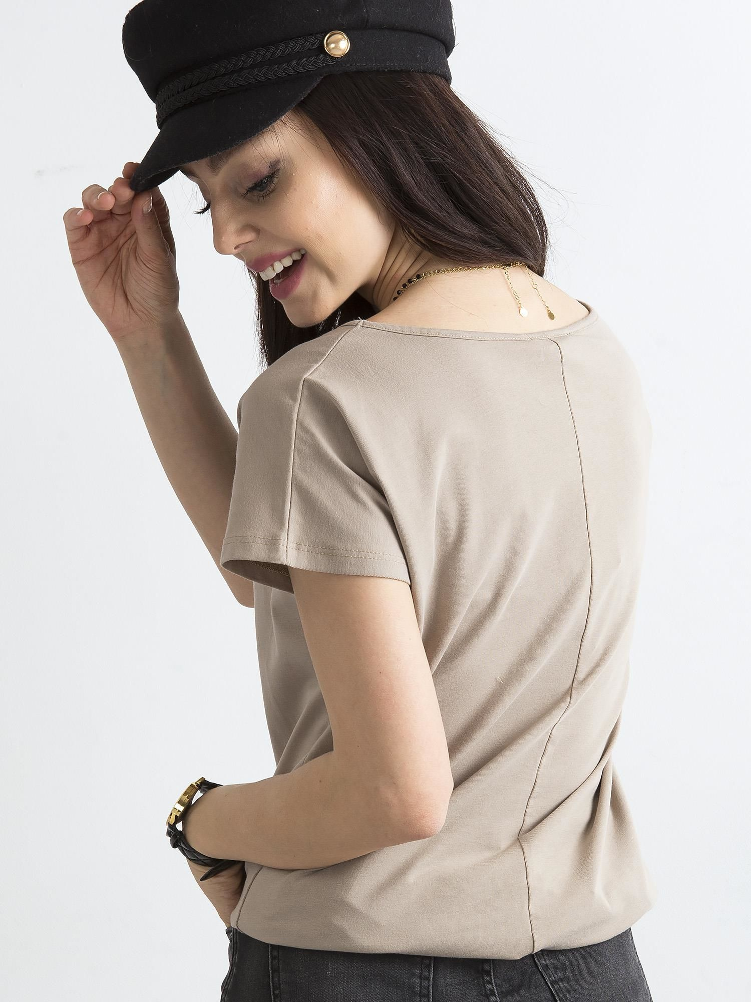 T-shirt Ciemny bezowy