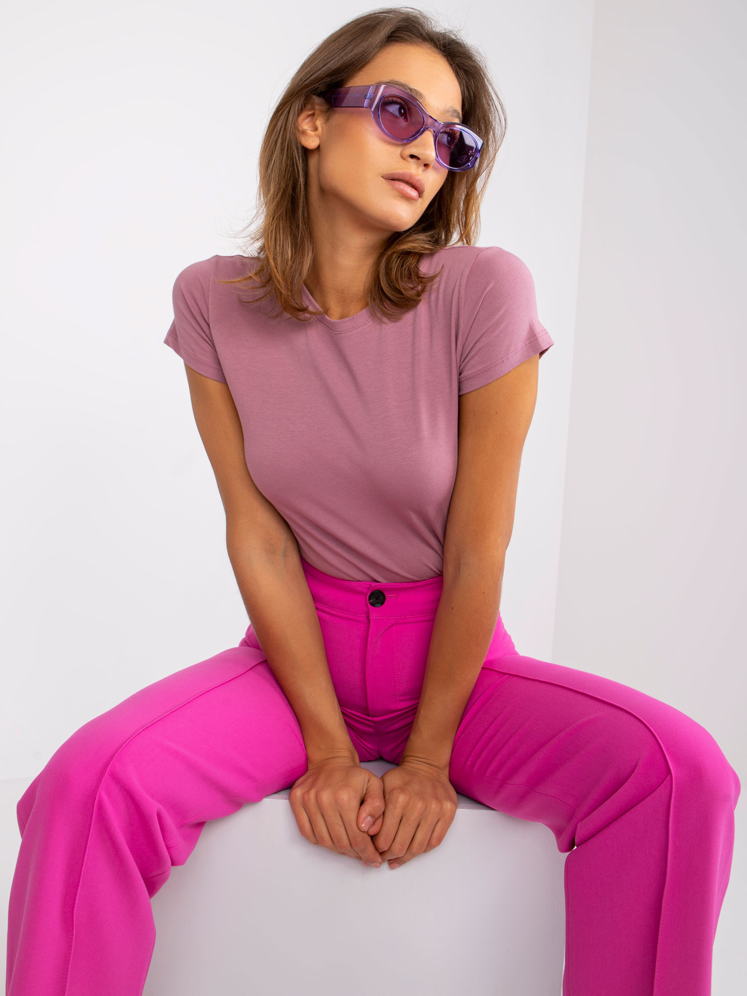 T-shirt Ciemny różowy