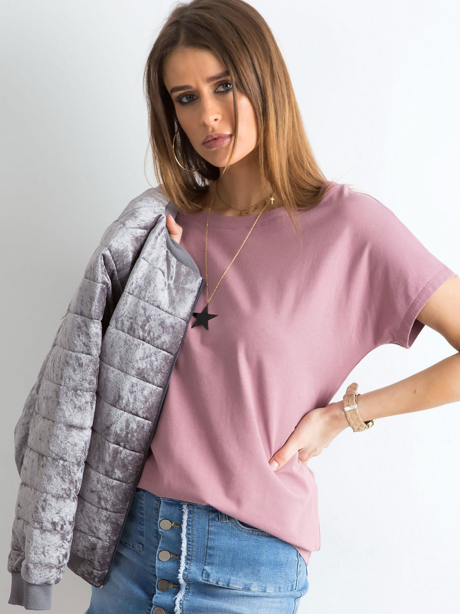 T-shirt Ciemny różowy