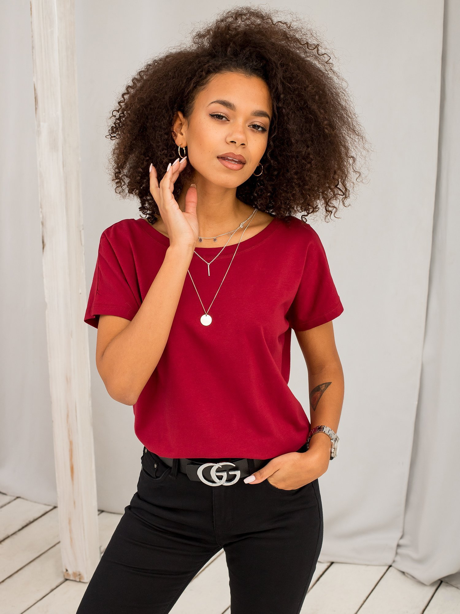 T-shirt Bordowy