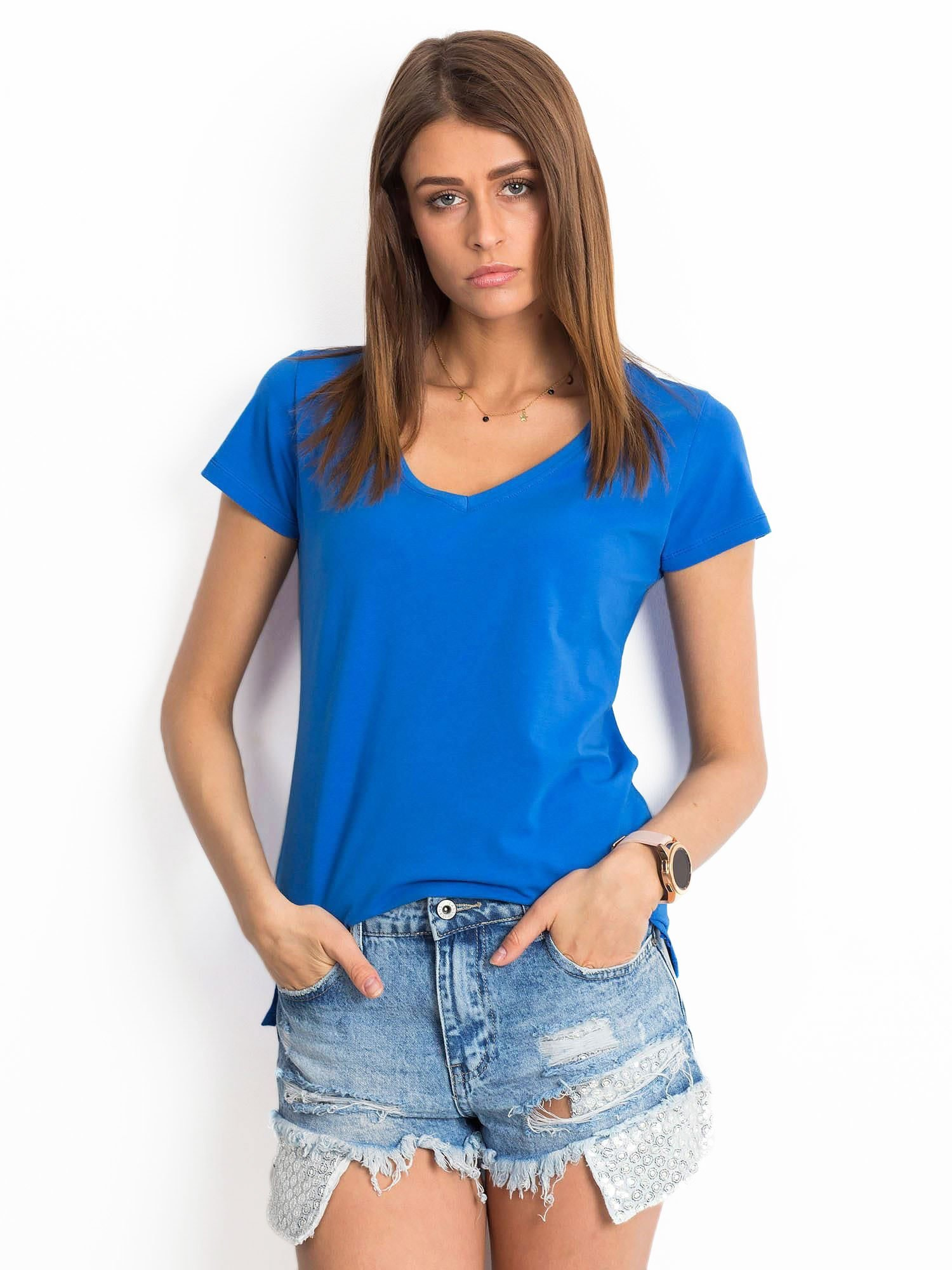 T-shirt Ciemny niebieski