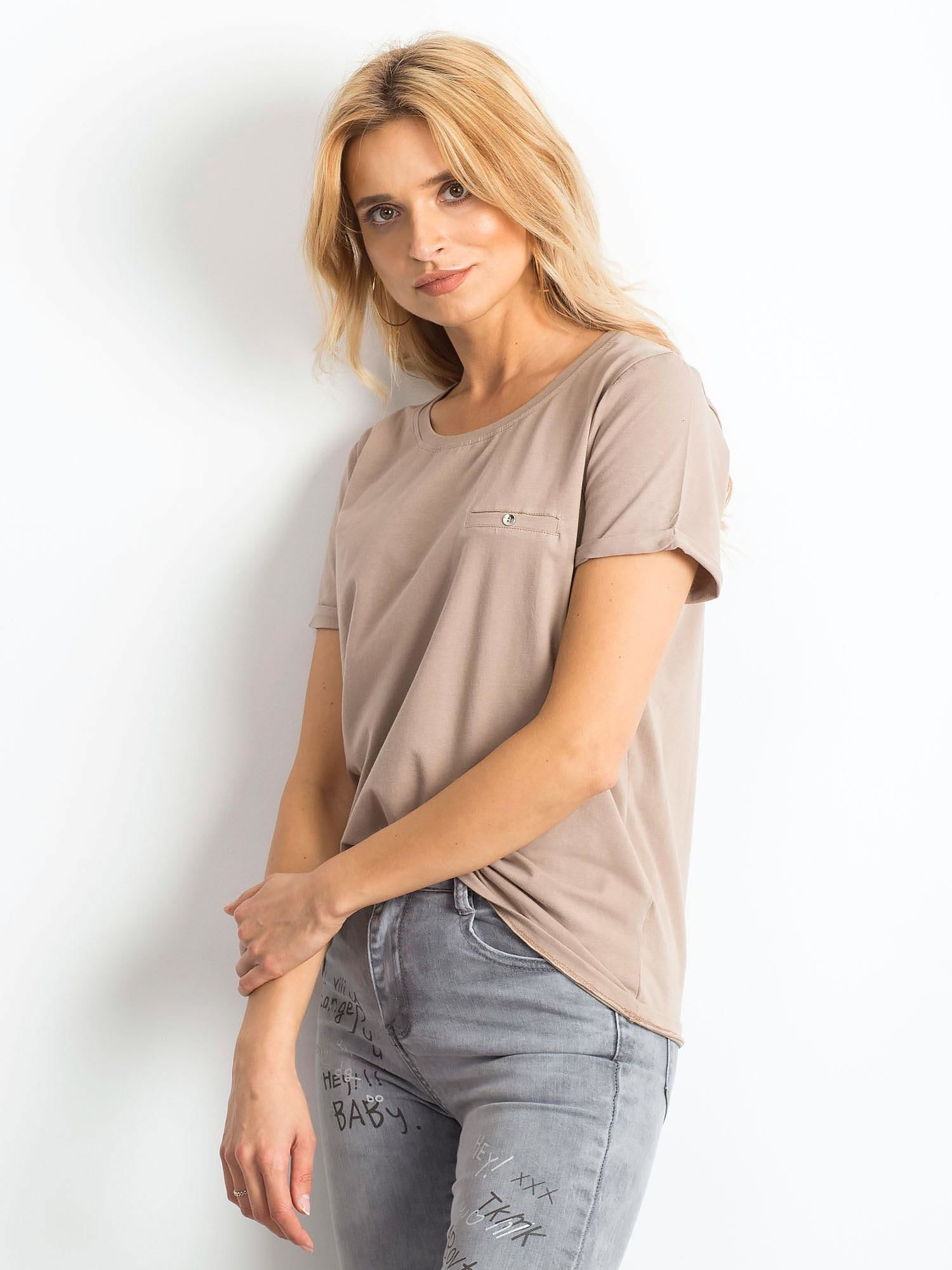 T-shirt Ciemny bezowy