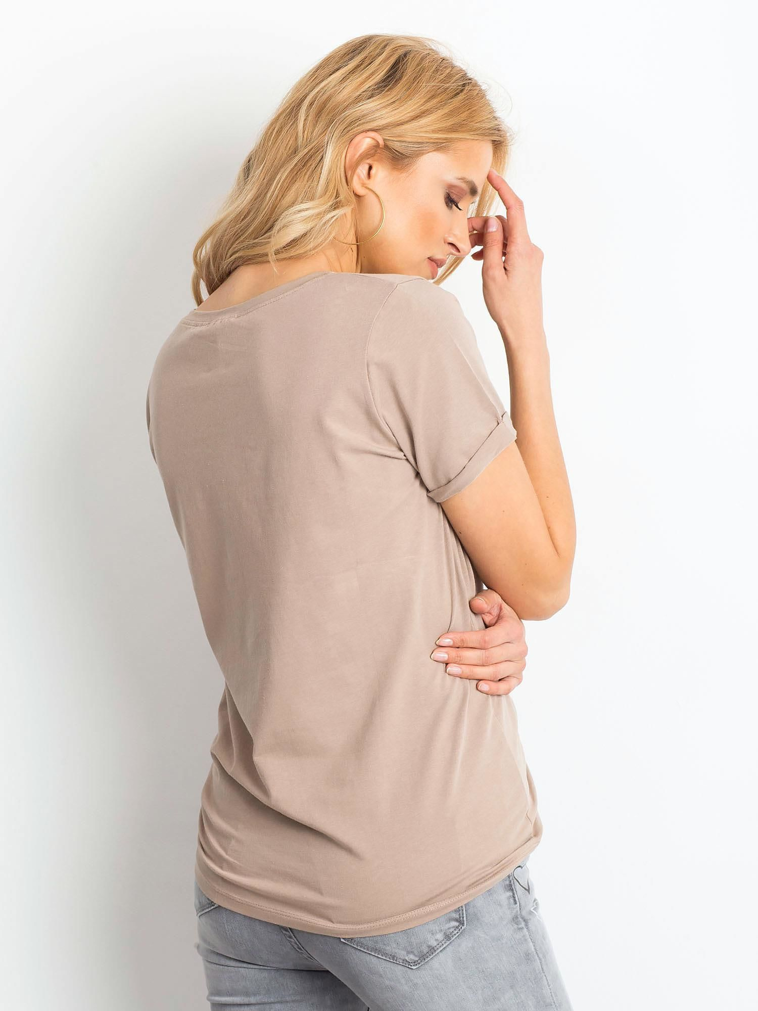 T-shirt Ciemny bezowy