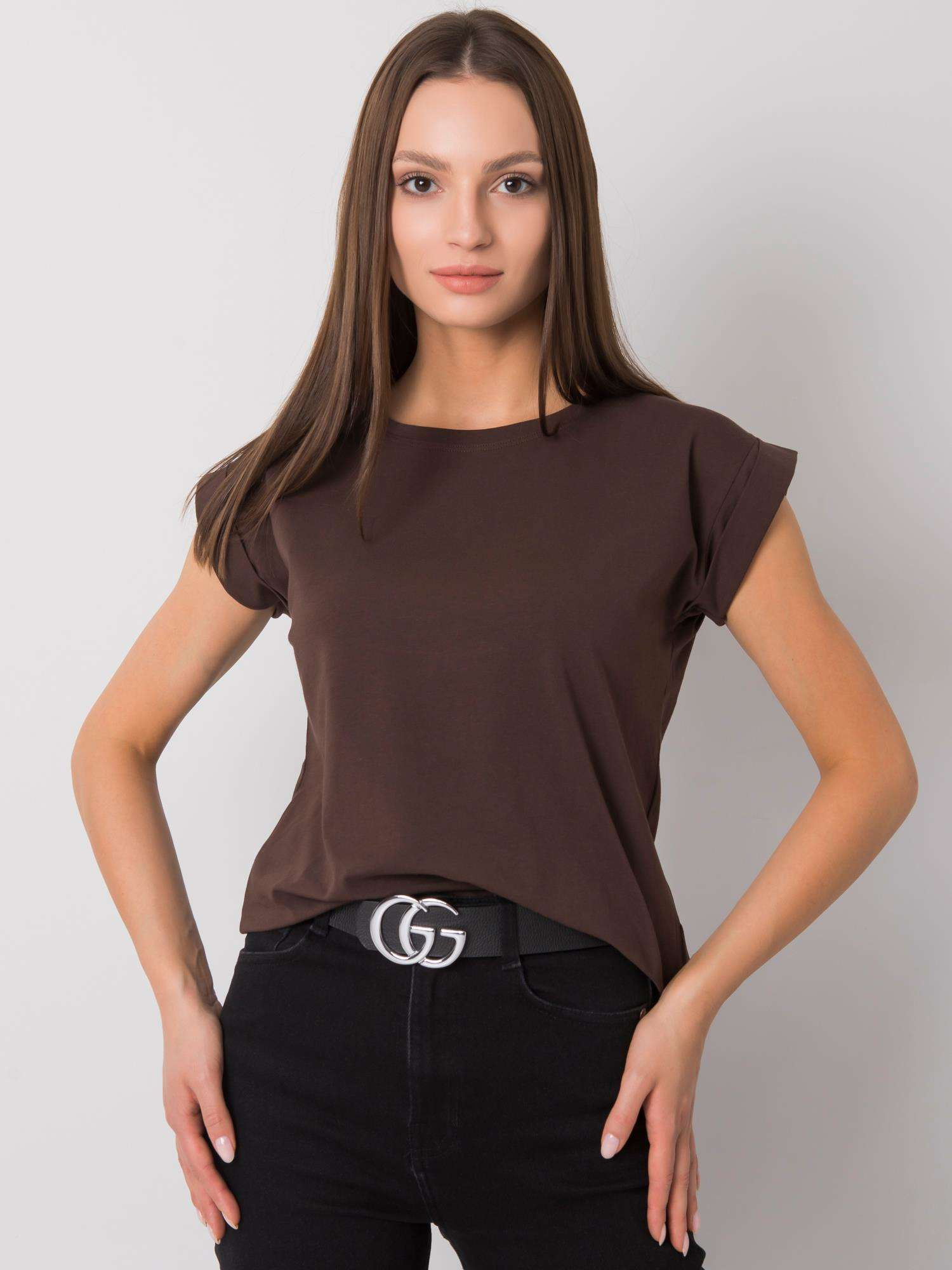 T-shirt Ciemny brązowy