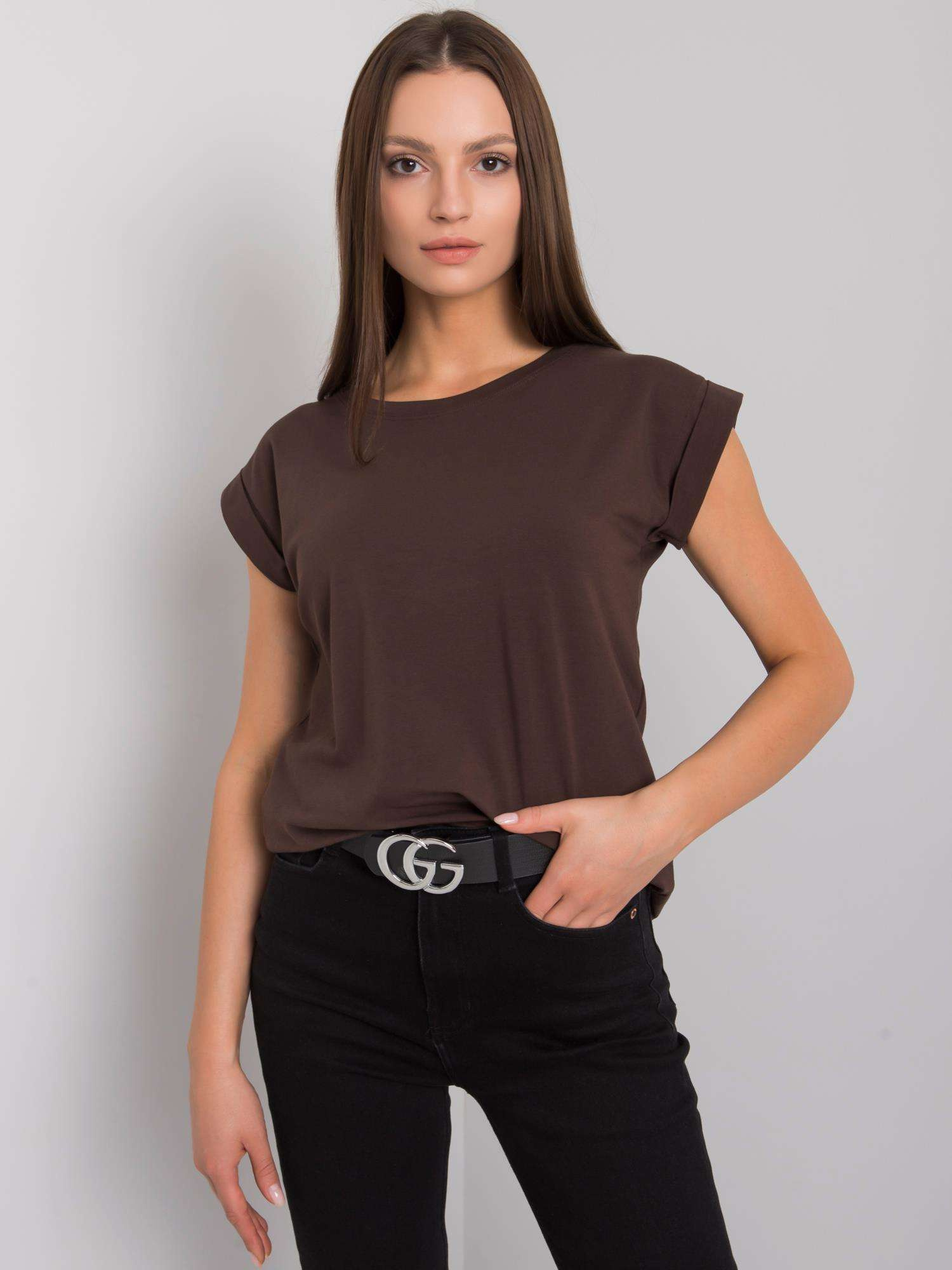 T-shirt Ciemny brązowy